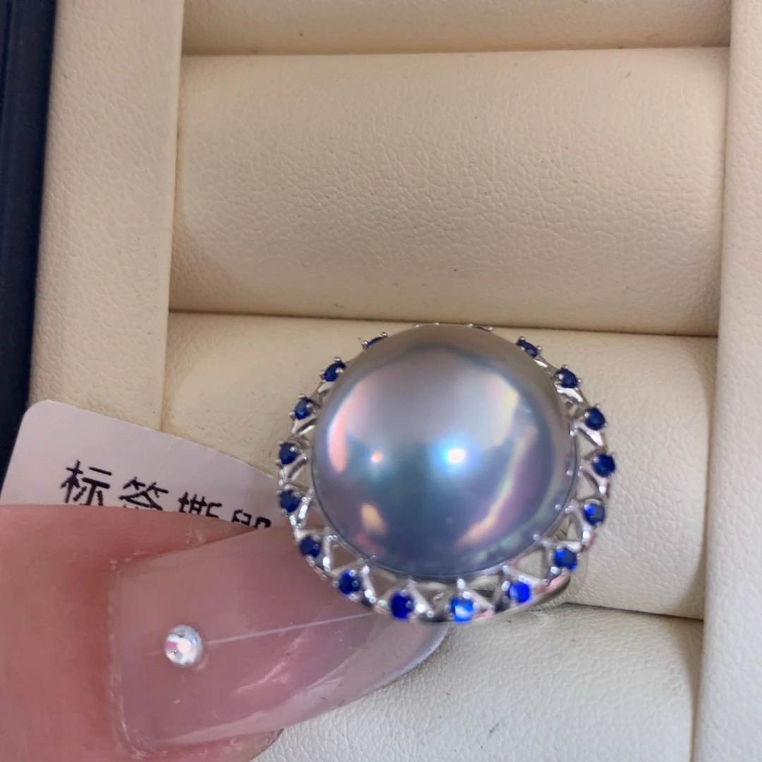 18K金镶嵌戒指拼合珍珠（马贝珠）
