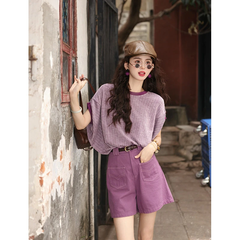 陈佳洁夏季短袖t恤女2025新款休闲气质宽松圆领上衣