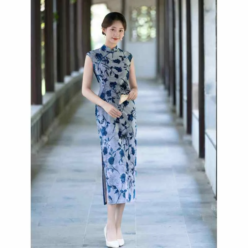 A102812，夏季新款国风复古修身显瘦减龄微弹日常旗袍裙