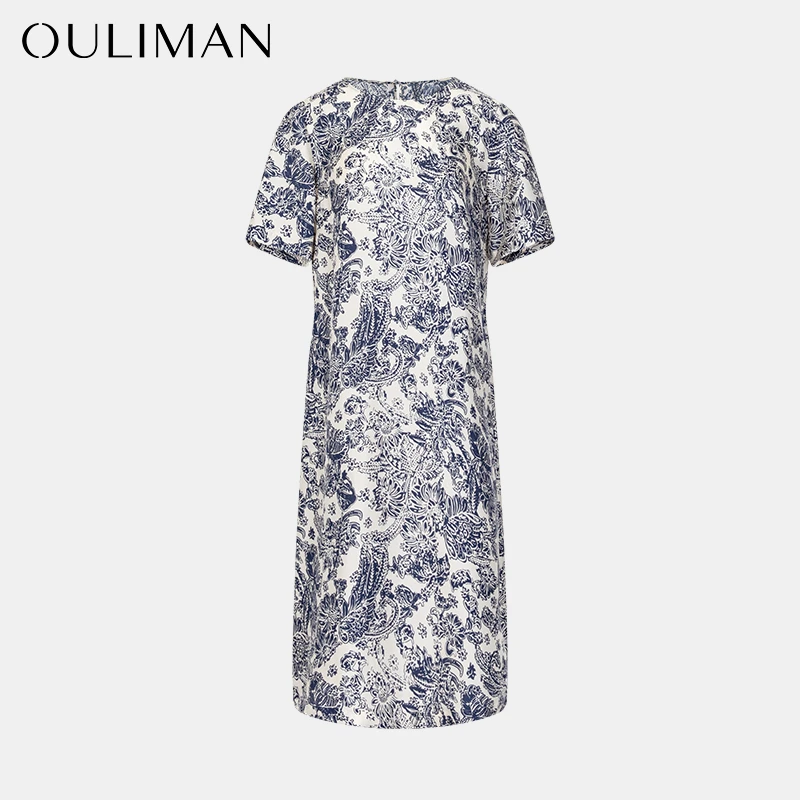 【欧黎蔓】6A级双绉中式青花瓷桑蚕连衣裙R8M2QZ6042F60