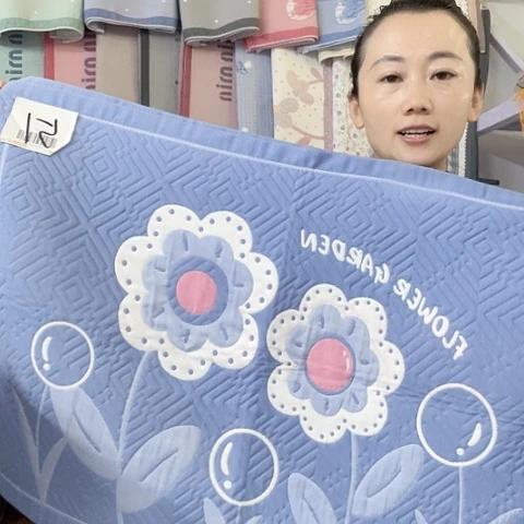 棉纱布蓝色太阳花纯棉