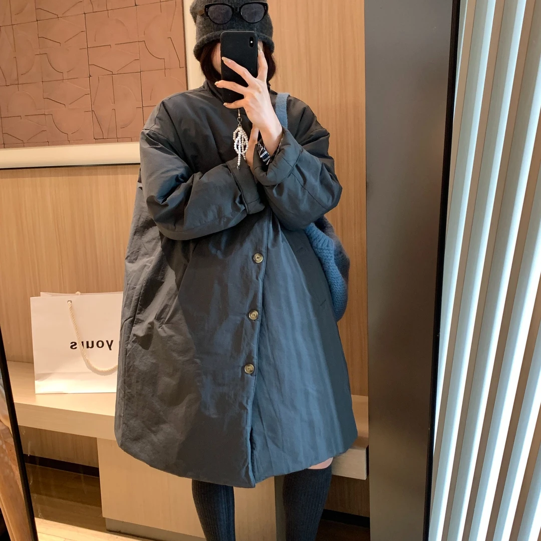 新款气质休闲简约纯色长款外套M173