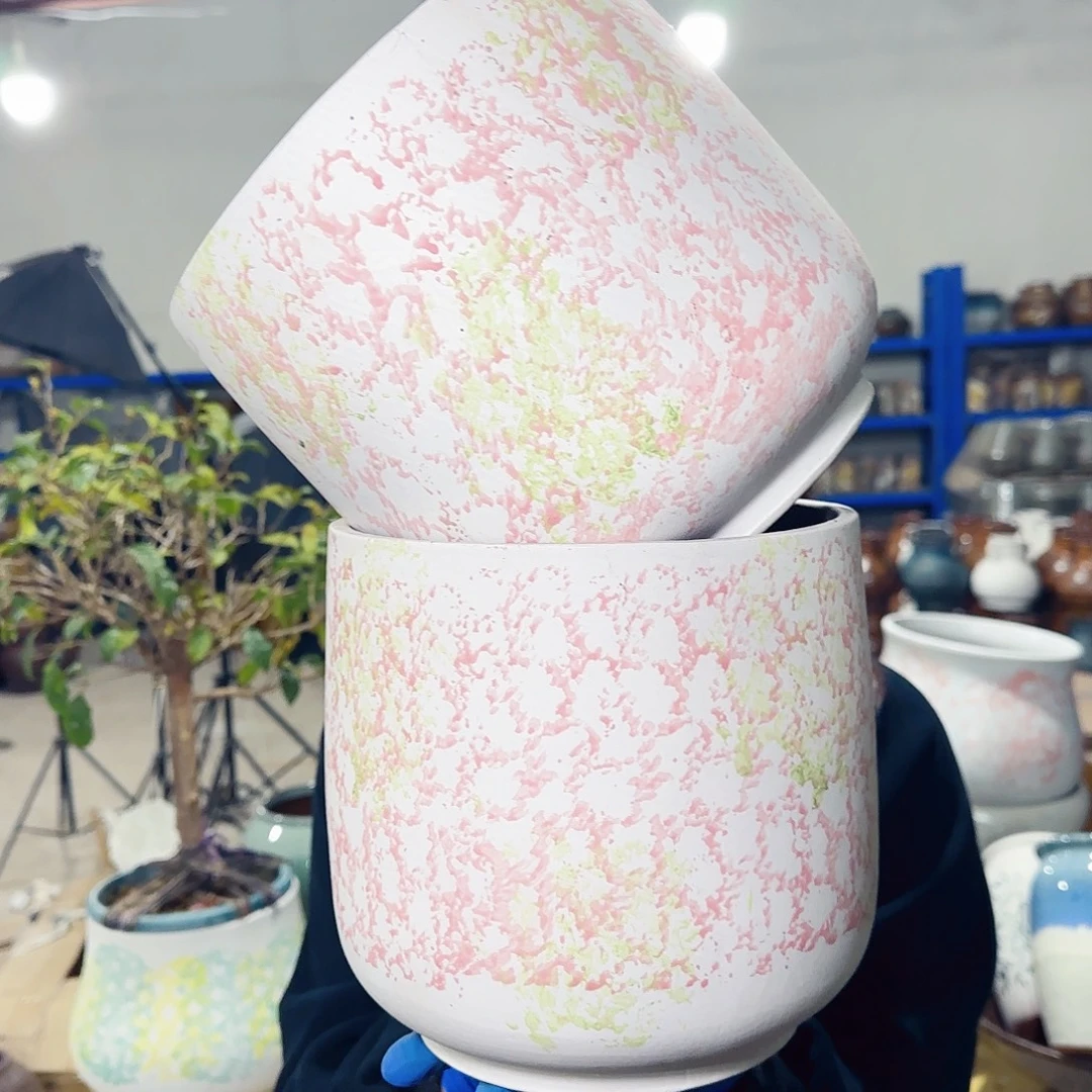 紫砂花盆高19口19