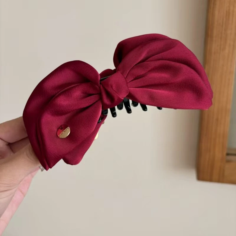 【SONGYI】缎面蝴蝶结香蕉夹丸子头马尾夹气质百搭竖夹蓬松显发发饰