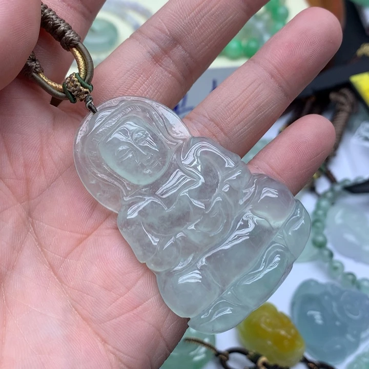 青***竹一物一图，观音吊坠