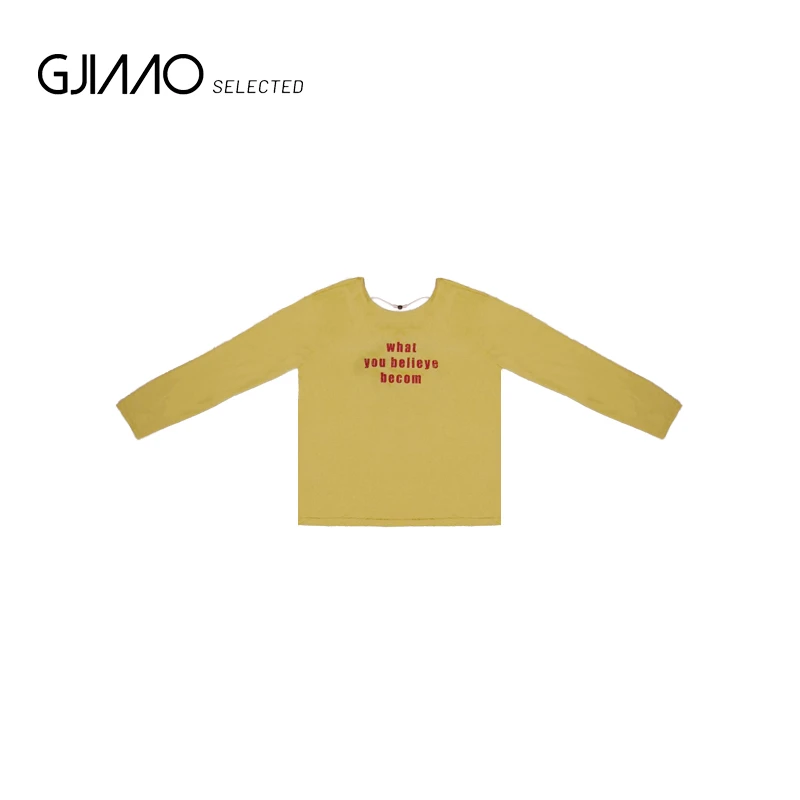 91025 后扭结装饰绳字母长袖T恤