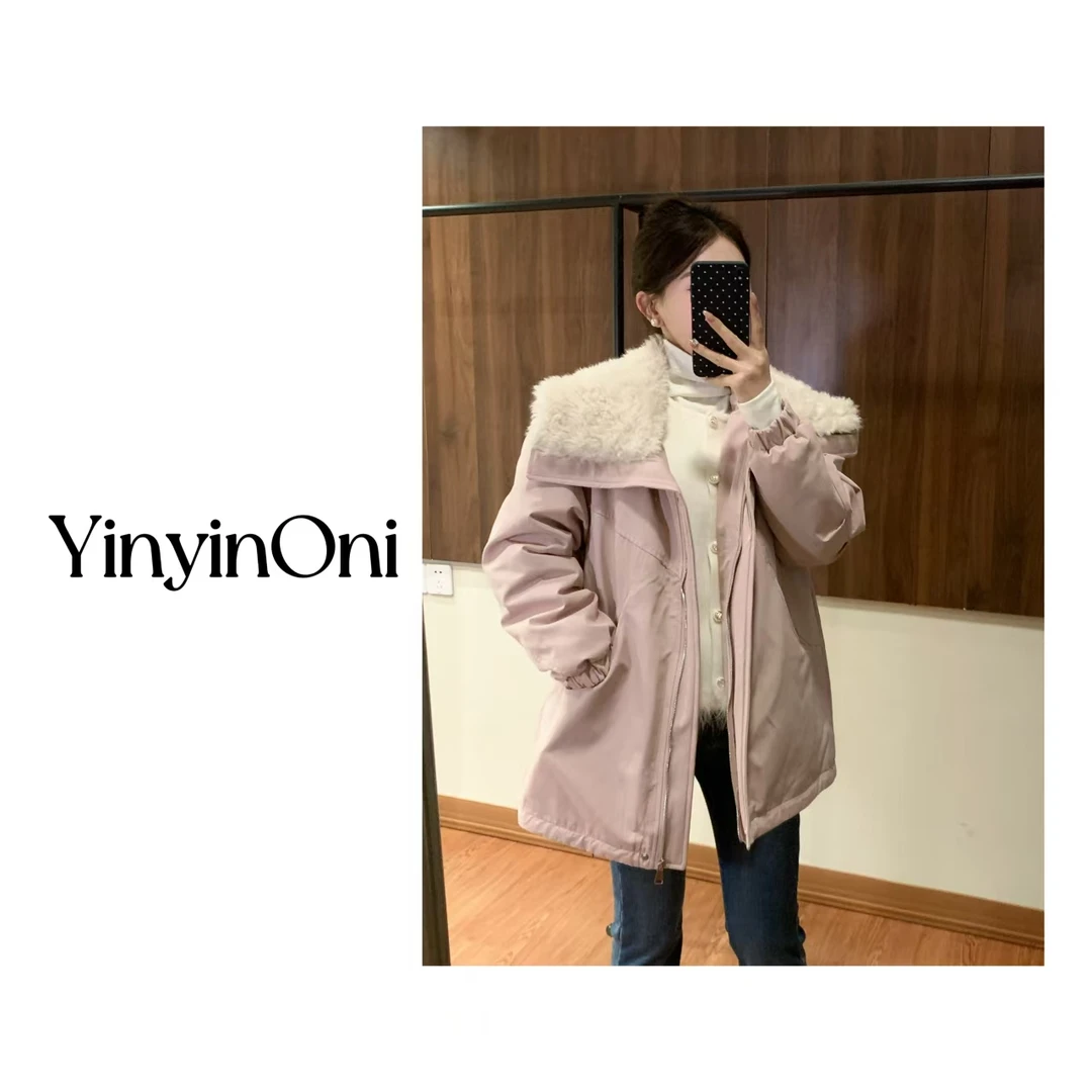 过年战袍路丝同款加绒大翻领羽绒外套轻奢时尚百搭羽绒外套ins风