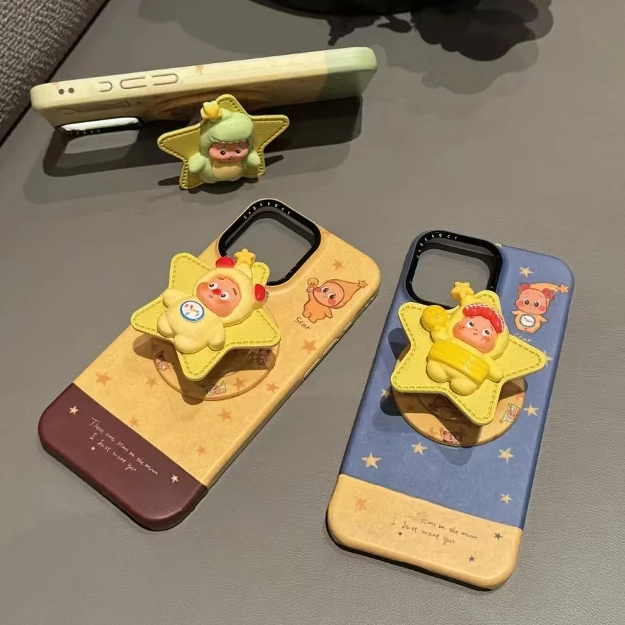 拼色立体星星人磁吸适用于iPhone16promax手机壳15少女心14可爱13