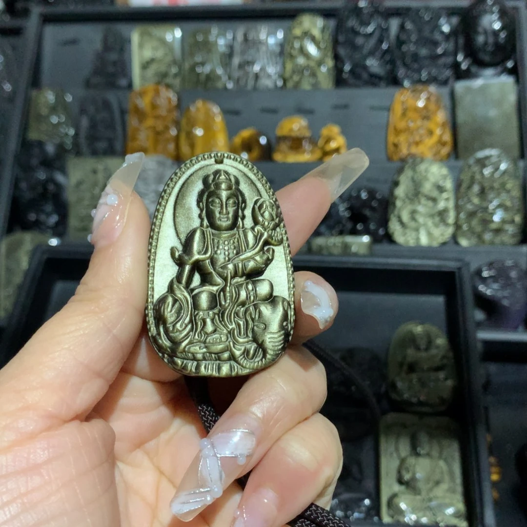 黑曜岩吊坠(赠链)未镶嵌月****的