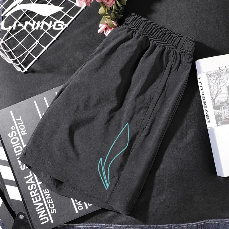 李宁速干短裤男士夏季跑步健身训练耐磨透气休闲户外运动五分裤男