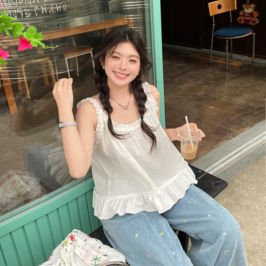 【现现专场】大码小众吊带背心女装夏季胖mm遮肉显瘦外穿无袖小上衣