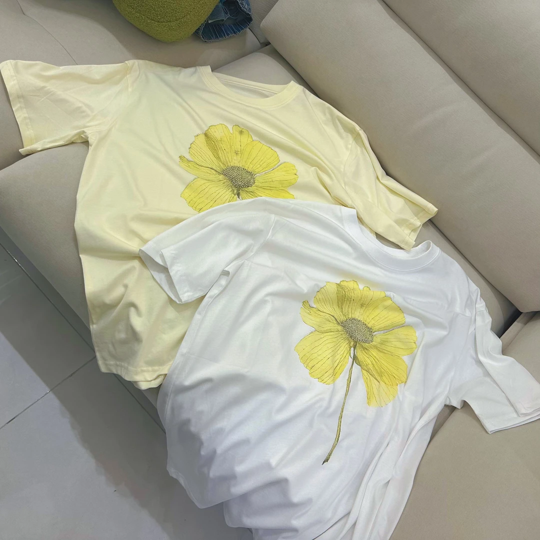 欧若风花朵T恤大码宽松减龄印花设计师款夏季宽松短袖时尚洋气