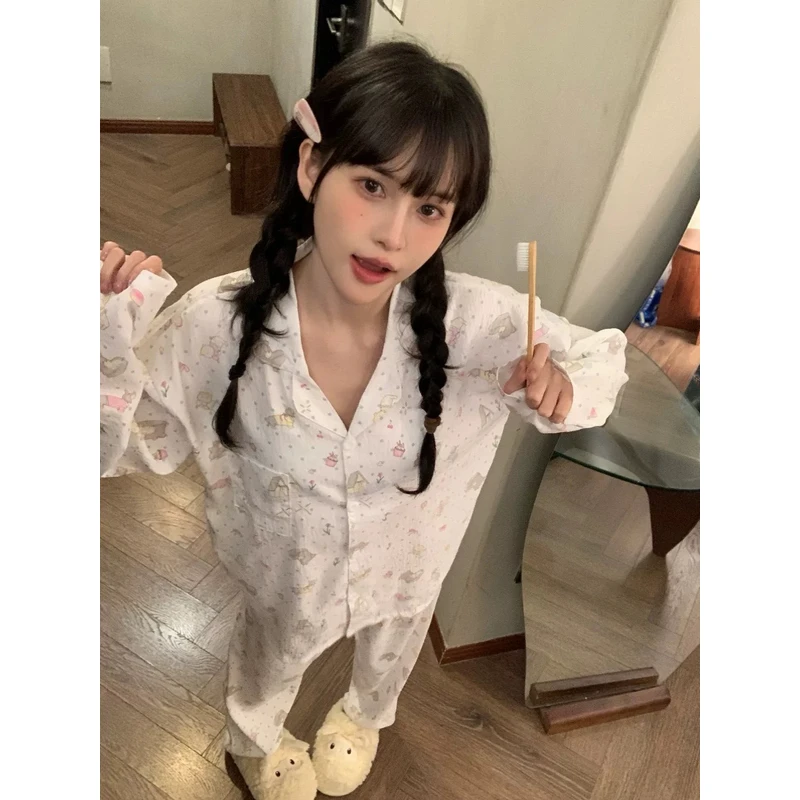 【春秋新品】卡通可爱腊肠狗睡衣女套装春秋季学生甜美家居服可外穿