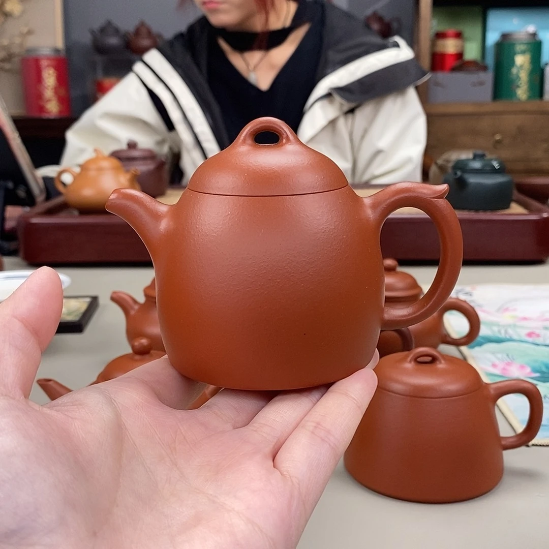 茶壶紫砂生砂朱泥秦权半手170cc