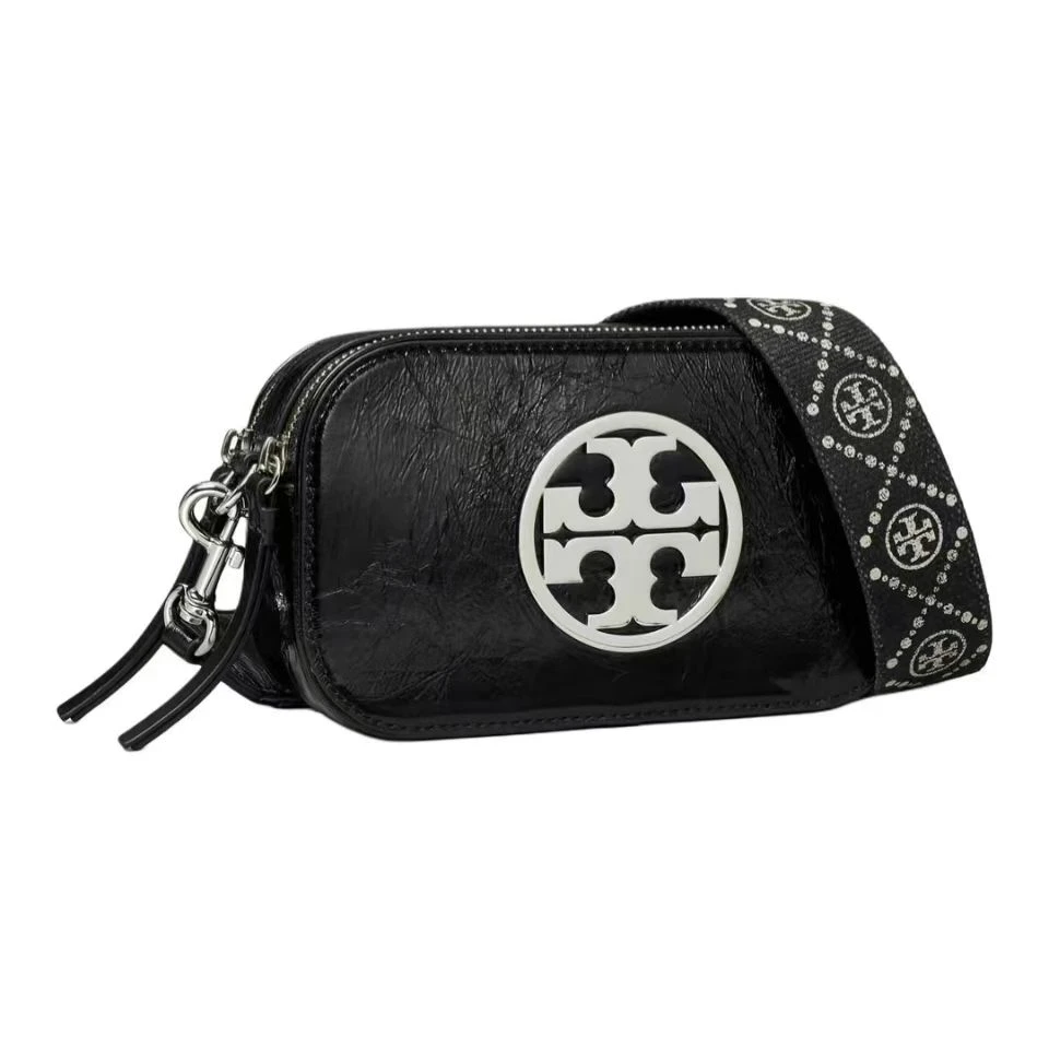 TORY BURCH/汤丽柏琦Miller褶皱纳帕皮斜挎包迷你黑色158491-001