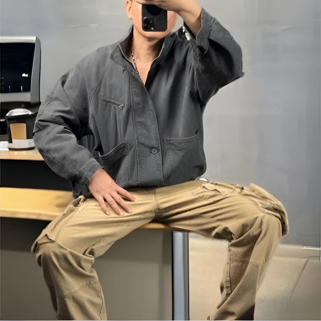 美式重磅复古全棉水洗夹克秋季外套