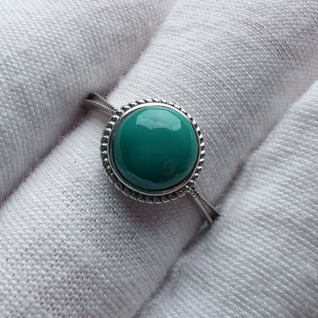 绿松石银S925镶嵌戒指