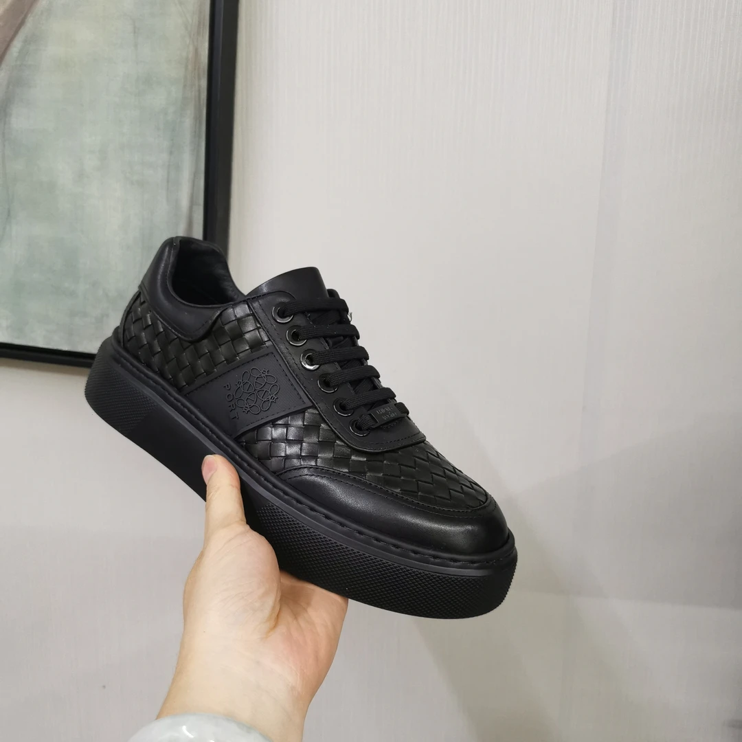 003秋冬休闲鞋头层牛皮编织皮品牌好鞋