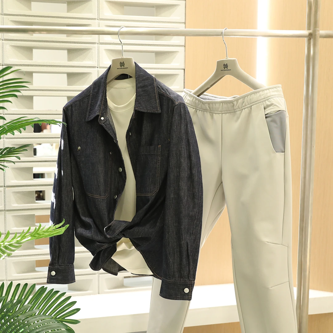 摩登风尚2025早春新款韩版男都市休闲棉麻混纺衬衫式牛仔外套9759