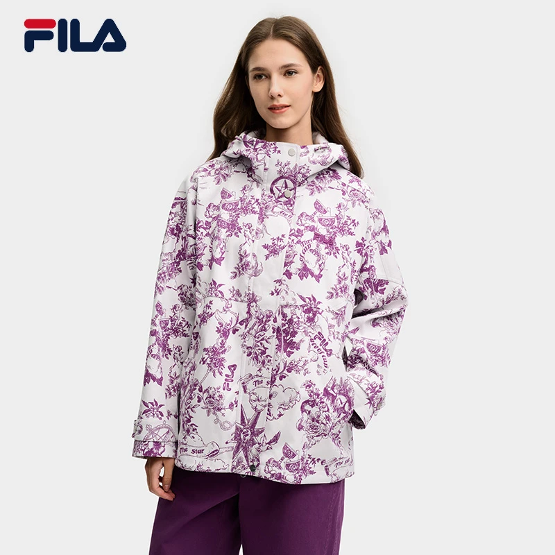 【提花】Fila/斐乐女春季新款时尚优雅梭织连帽外套F11W518707F