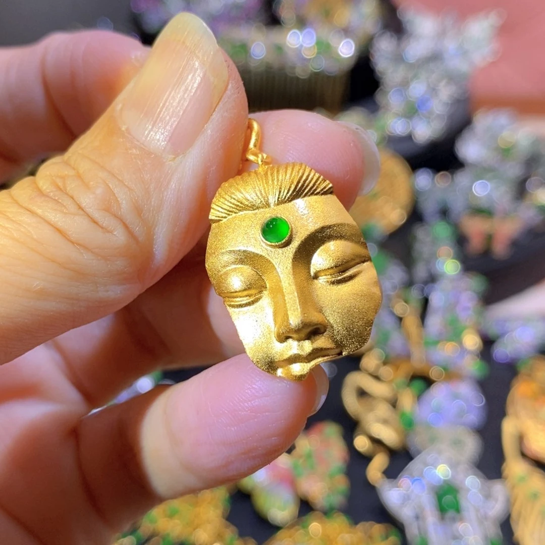 吊坠(不含链)银S925镶嵌翡翠