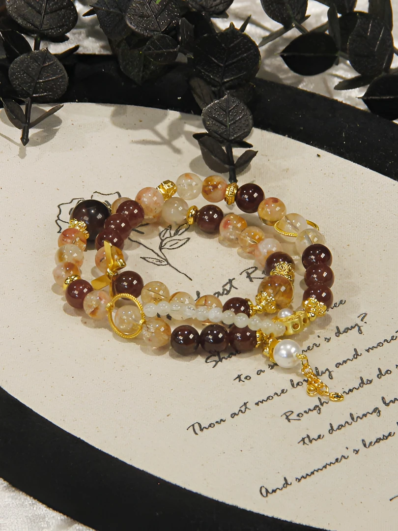 MMJ099【璀璨霓虹】天然红虎眼石榴石黄水晶手串多样性发货 发其一