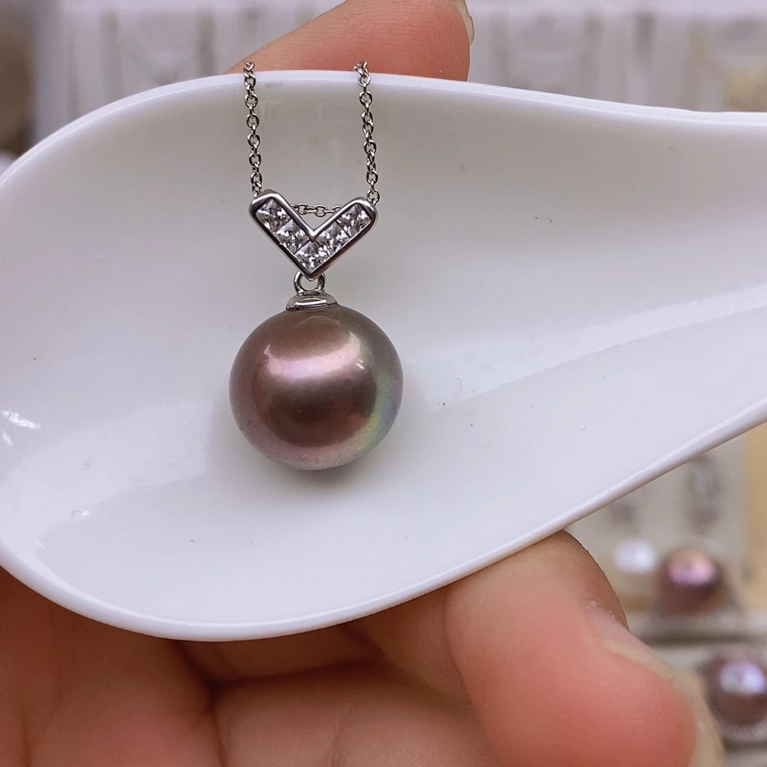 淡水珍珠银S925镶嵌吊坠(赠链)