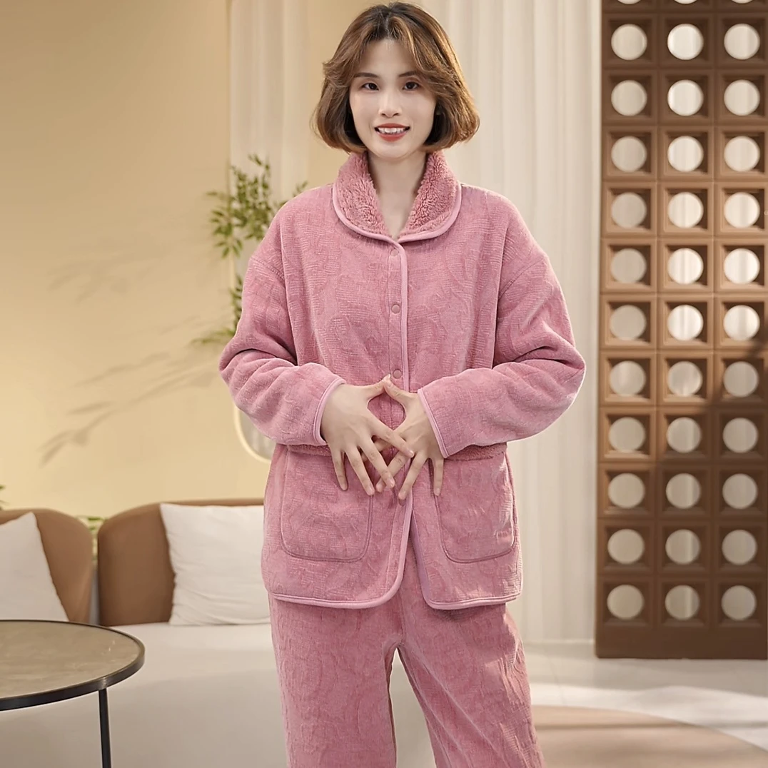 【重磅升级版~集合】双面双穿加绒加厚方格雪绒花2025家居服外穿~萌