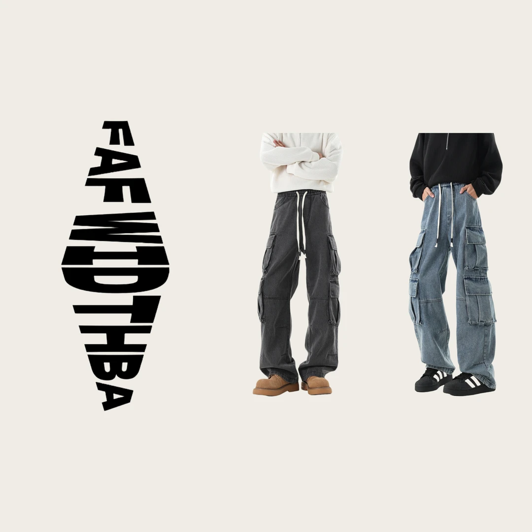 K3078 1男工装裤春款日系复古宽松阔腿裤长裤休闲牛仔裤