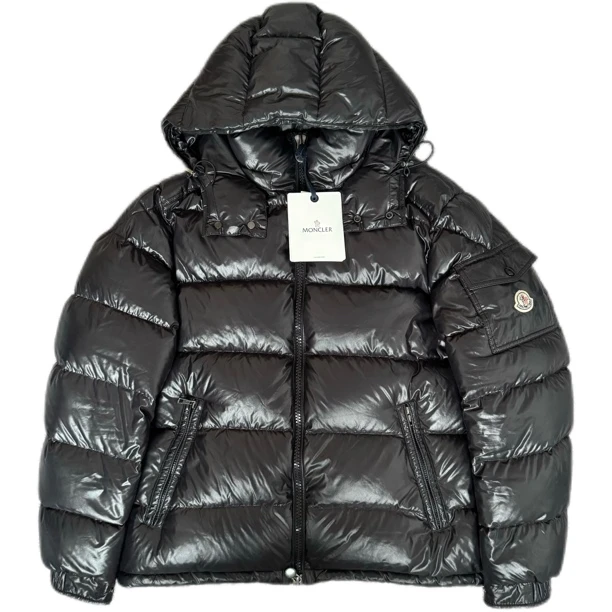99新 MONCLER 刺绣logo黑色羽绒服5码
