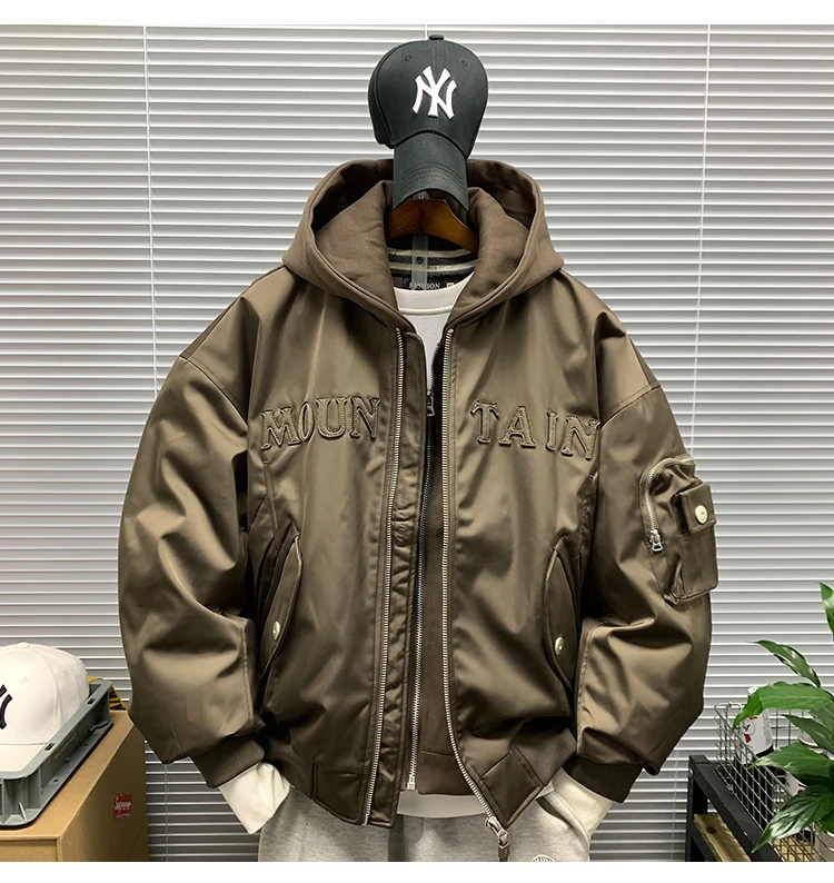 美式工装潮牌连帽加厚羽绒服外套男士冬季新款时尚可拆卸工装夹克