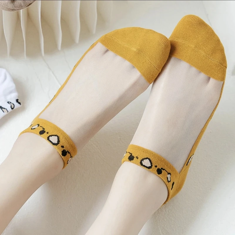 春夏薄袜透气提花图案透明丝简约浅口短袜隐形袜薄款低帮