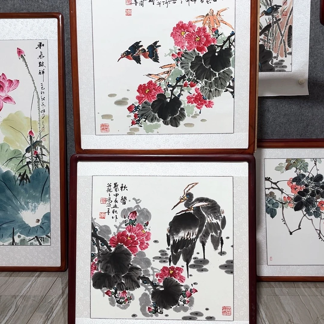 国画书画作品带框63×63