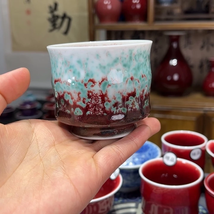 景德镇陶瓷柴窑美人醉竹节杯