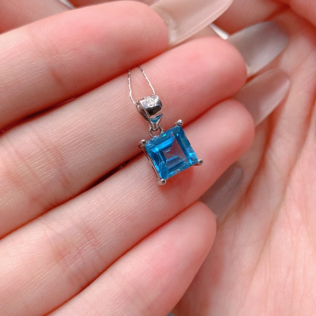 吊坠(不含链)托帕石银S925镶嵌