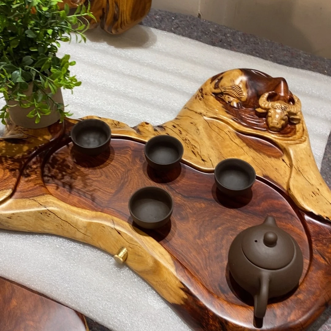 农***张缅甸花梨木随行实木茶盘