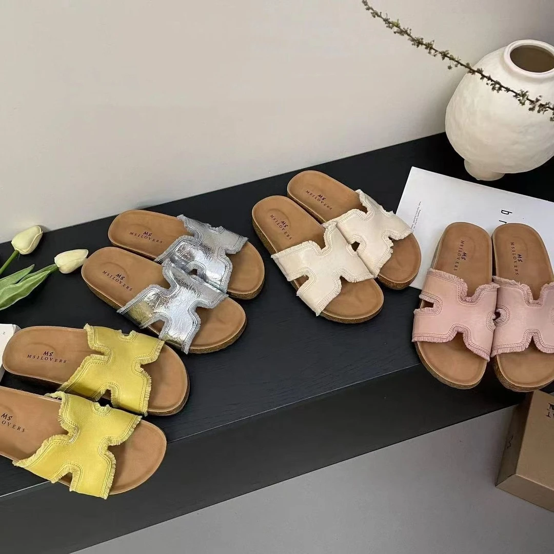 （柚子同款）夏季又一款毛边清凉休闲软底一字半托611-3