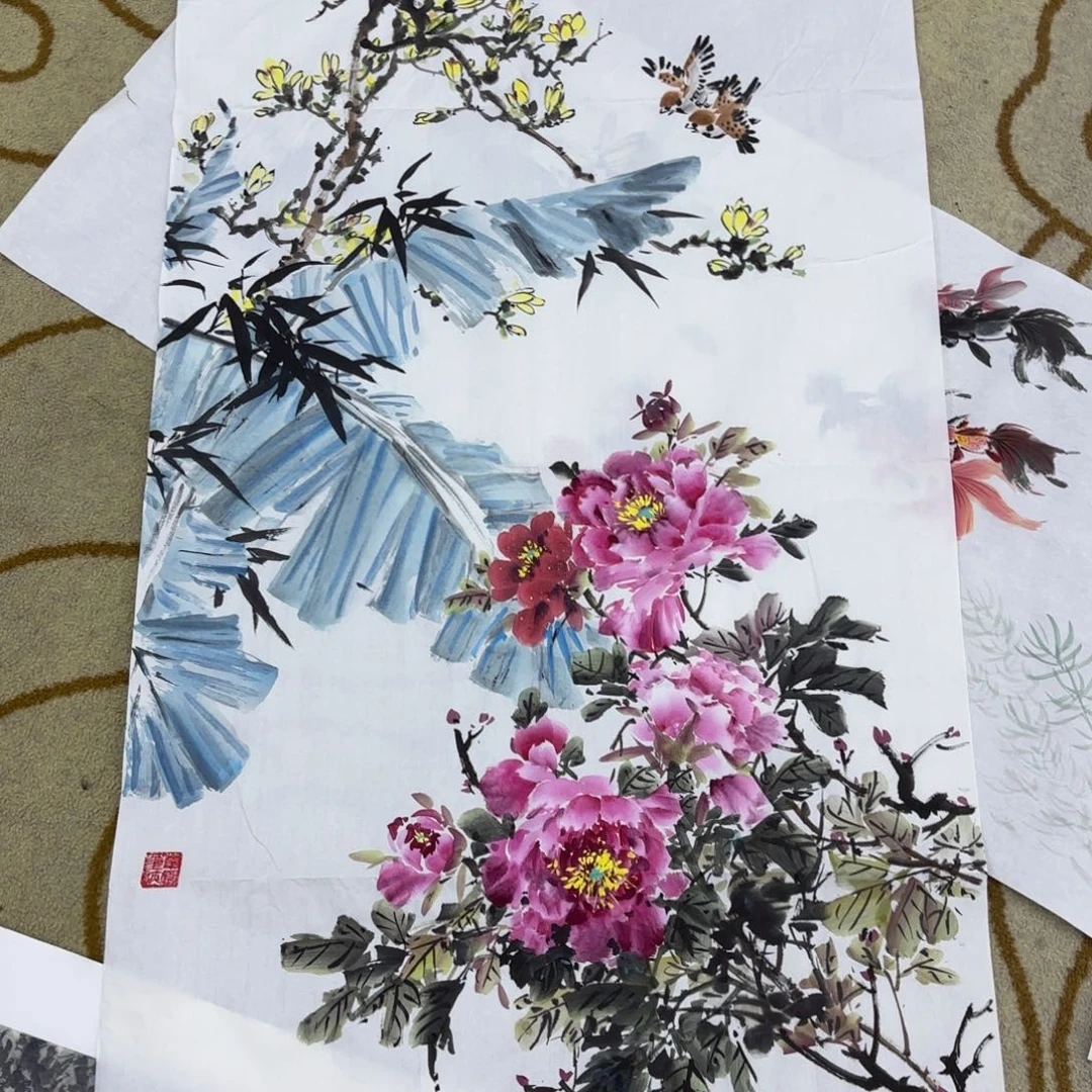 国画四尺花鸟花鸟赵