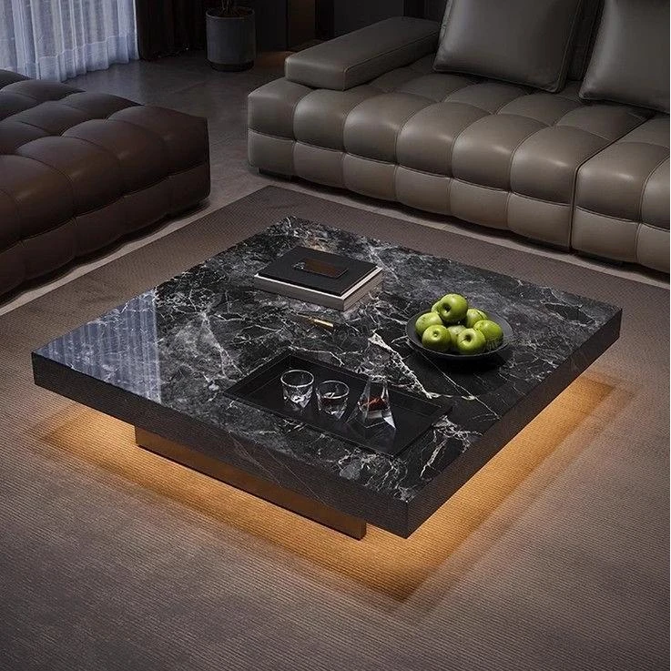 简约意式极简岩板茶几客厅家用2025新款轻奢现代感桌高端大气