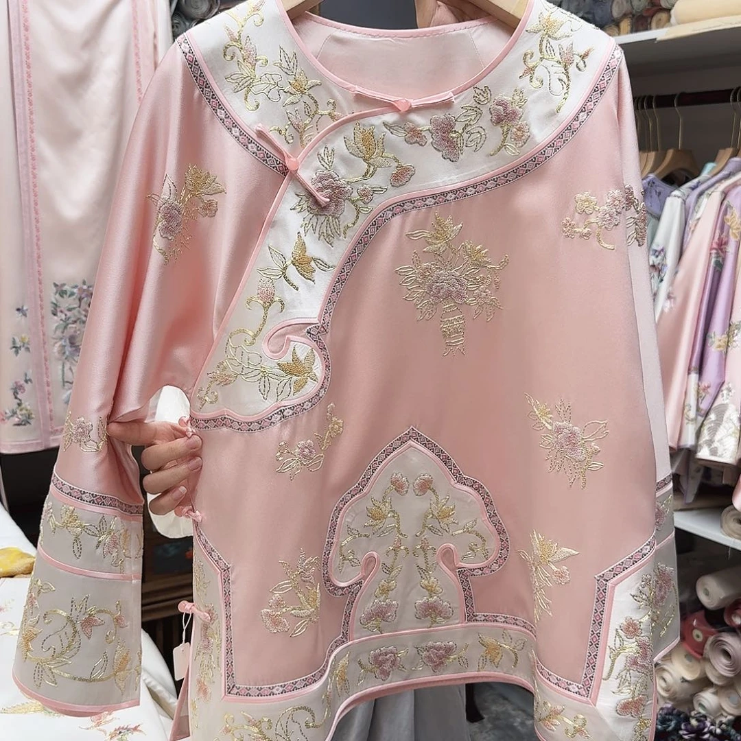 苏绣太太服 粉色 胸围110