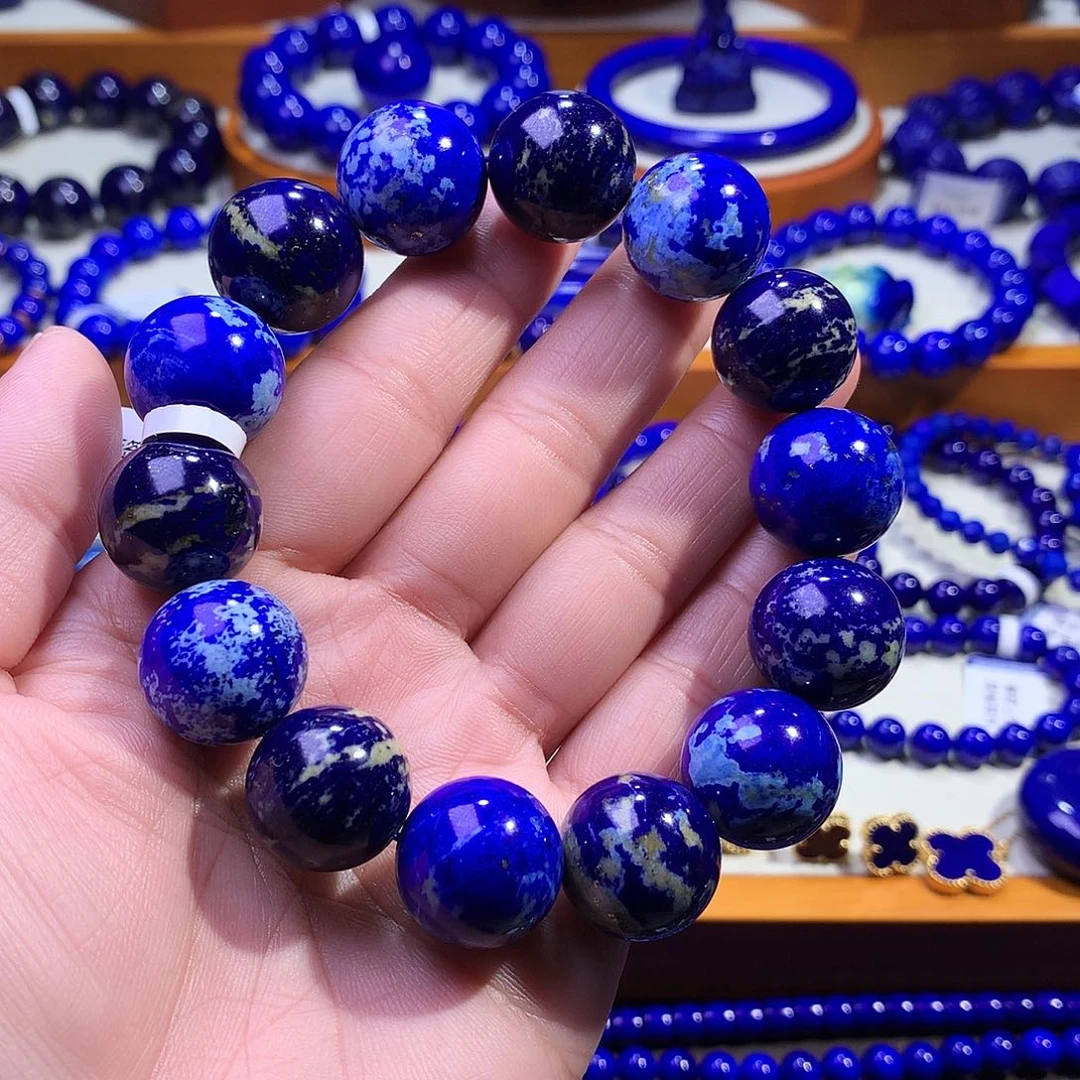 青金石未镶嵌手串16.2m特色稀有青花料9488