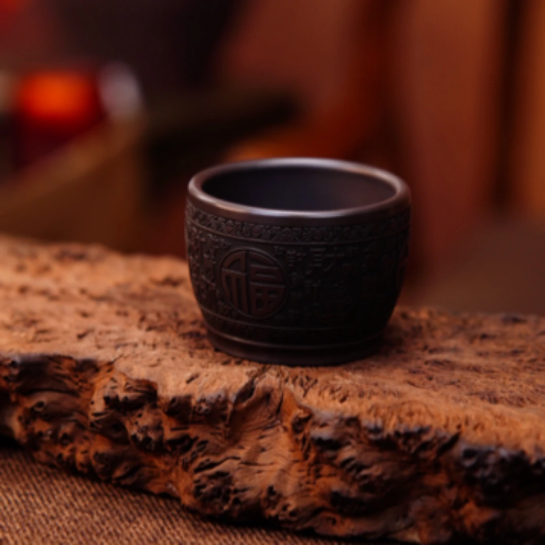 宜兴原矿紫砂 全手工制作 石黄福财紫砂杯