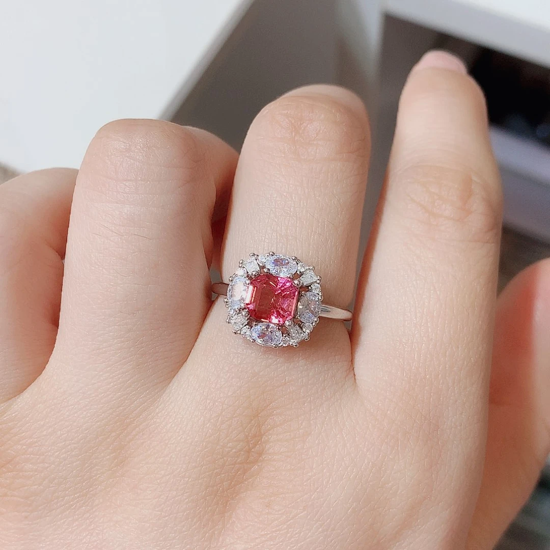 银S925镶嵌戒指碧玺