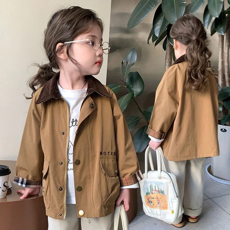 女童2025春季新款小众复古短款风衣儿童春秋洋气外套