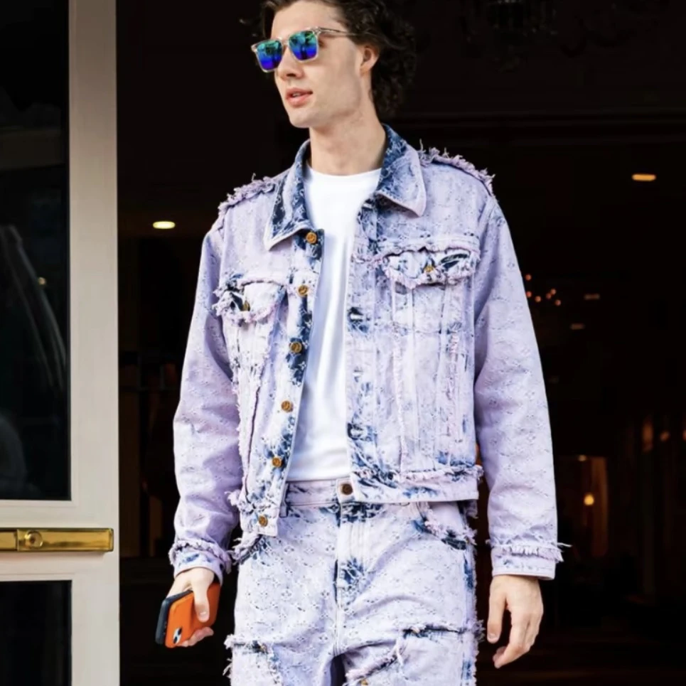 95新 LouisVuitton/路易威登 1306/SS23紫色满印外套/52码/污渍