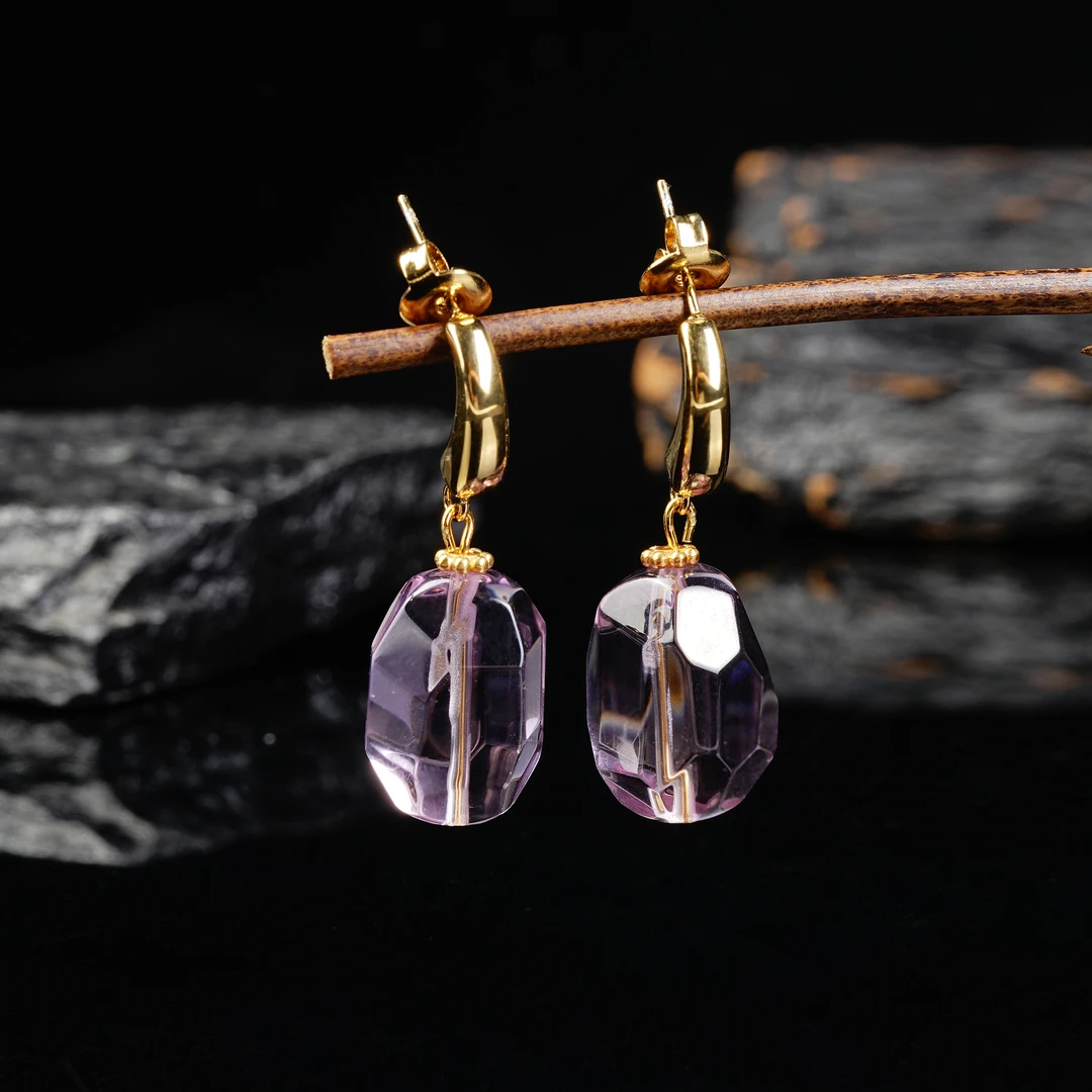 【紫棱】紫水晶随型耳坠