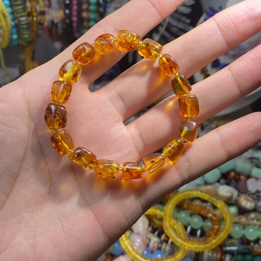 未镶嵌，天然花，珀随行8-10mm，石英质玉