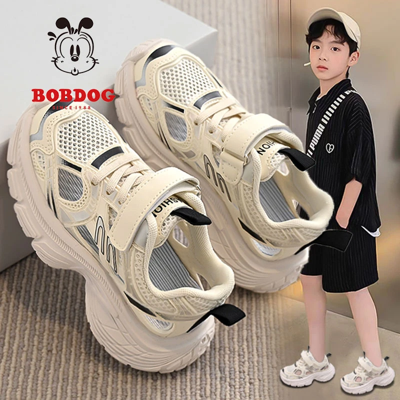 巴布豆运动凉鞋2025新款夏季镂空儿童鞋子男孩单网鞋透气小白鞋潮
