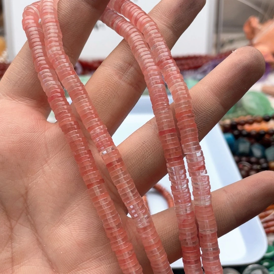 玛瑙/玉髓未镶嵌珠宝半成品一条装6*1mm西瓜晶隔片