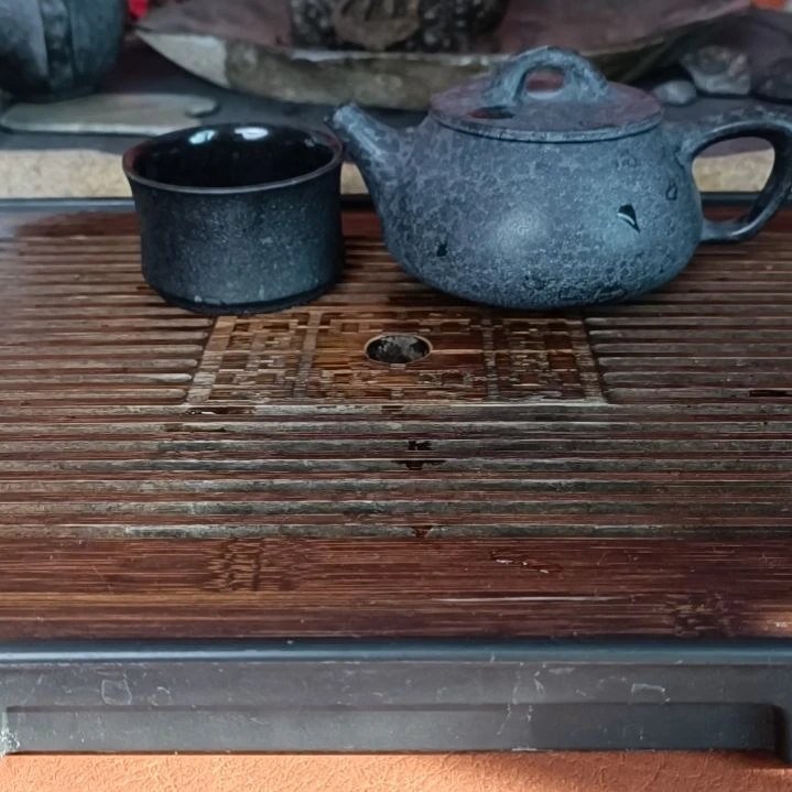 弯***雕手工雕刻豹纹石瓢壶加竹节杯